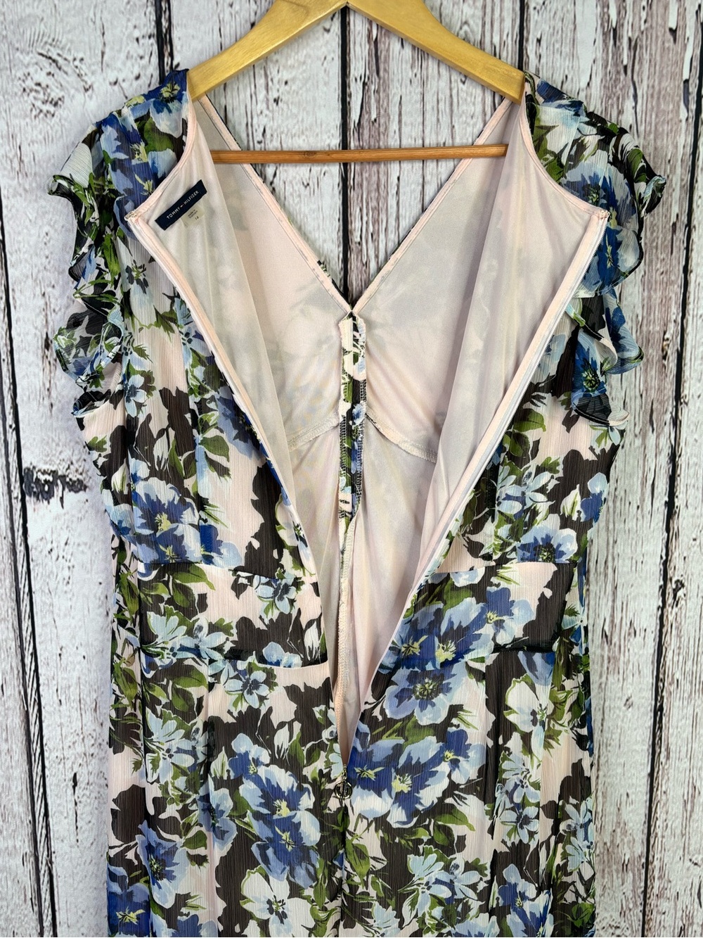 Tommy Hilfiger Women’s Size 14 Floral Print Hi-Lo Ruffle Midi Dress *Some Stains - Picture 8 of 16
